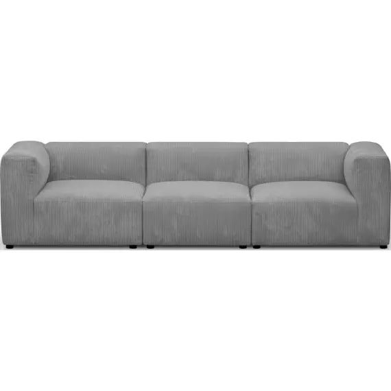Canapé modulable 4 places en velours côtelé gris clair