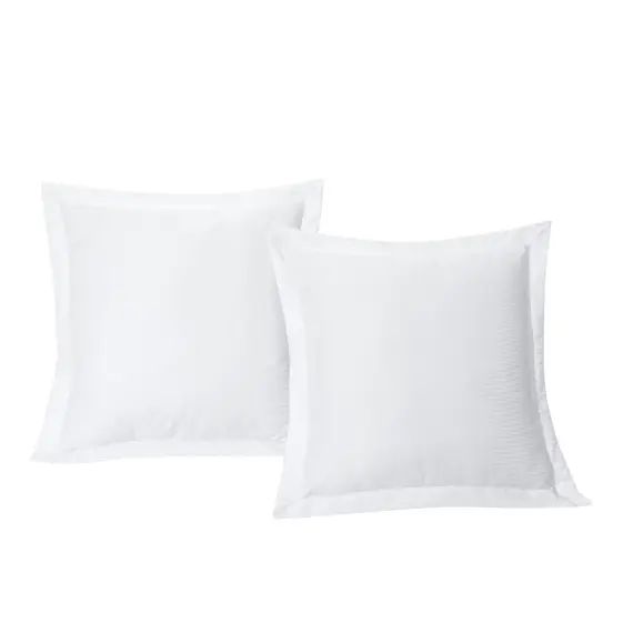 Lot de 2 taies d&rsquo;oreiller satin de coton rayé 63×63 cm