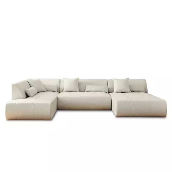 Canapé modulable 7 places angle gauche en tissu beige