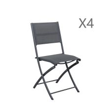 Lot de 4 chaises pliables en aluminium anthracite
