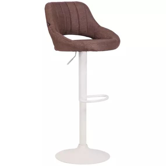 Tabouret de bar en tissu ajustable pivotant tissu Marron