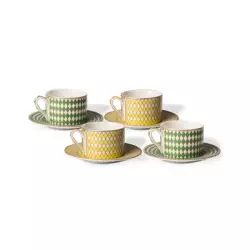 Tasse à thé Chess en Céramique, Porcelaine émaillée – Couleur Vert – 11.7 x 22.89 x 6.1 cm