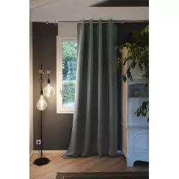 Rideau occultant polyester gris 140×260 cm