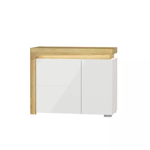 Buffet 2 portes LED inclus stratifiés blanc et naturel