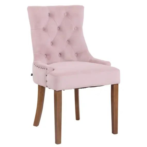 Chaise de salle à manger matelassée en velours Rose