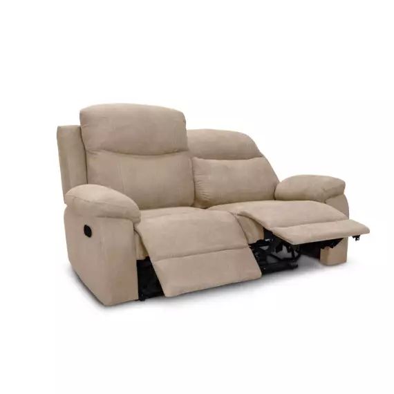 Canapé de relaxation 2 places en tissu BONA – Beige – 154 x 90 x 100 cm – Usinestreet