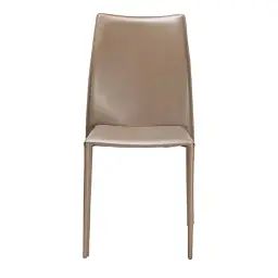 Chaise de repas en cuir reconstitué sable