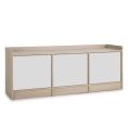 image de meubles tv scandinave Meuble tv avec 3 portes, couleur chêne/blanc, 139 cm longueur