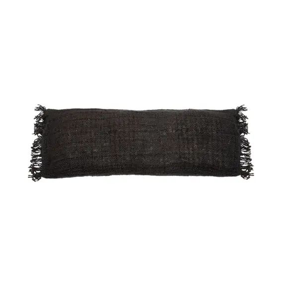 Housse de coussin en coton noir et bleu marine 35×100