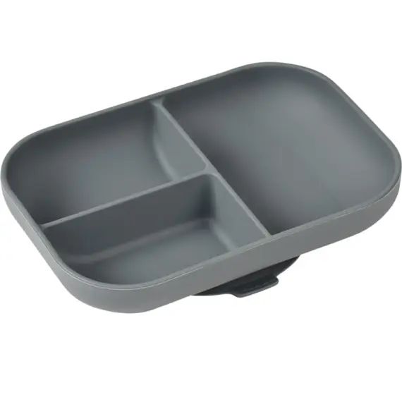Assiette compartimentée bébé en silicone gris