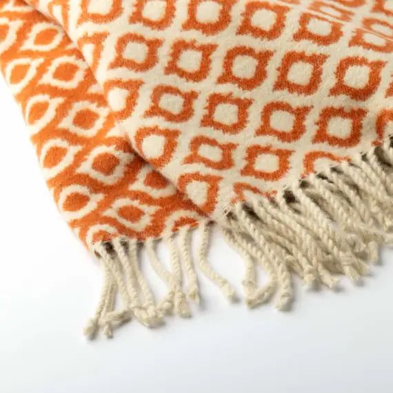 Plaid orange 150×200 cm en coton et acrylique avec motif