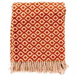 Plaid orange 150×200 cm en coton et acrylique avec motif