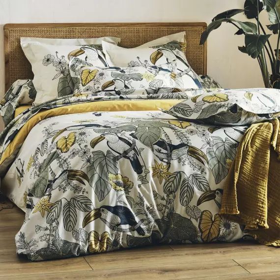 Housse de couette toco coton vert 200 x 200
