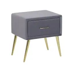 Table de chevet en velours gris