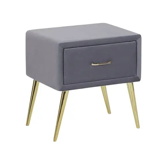 Table de chevet en velours gris