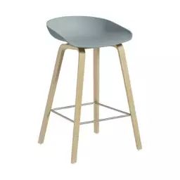 Tabouret de bar About a stool en Plastique, Chêne savonné – Couleur Bleu – 47 x 43 x 75 cm – Designer Hee Welling