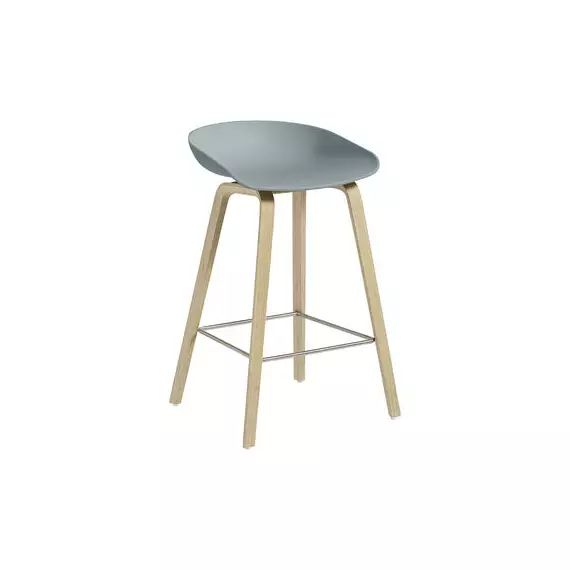 Tabouret de bar About a stool en Plastique, Chêne savonné – Couleur Bleu – 47 x 43 x 75 cm – Designer Hee Welling