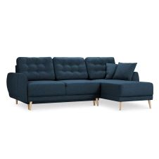 Canapé d’angle 4 places en tissu structuré bleu