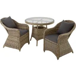 Salon de jardin ZURICH 2 places marron naturel