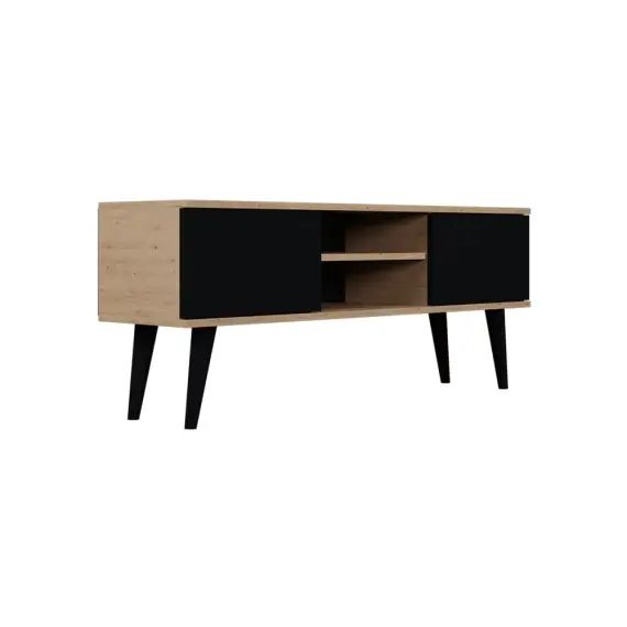Meuble tv 120 cm noir et naturel