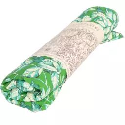 Nappe grand format en coton imprimé fleuri vert 140×235