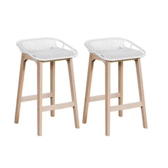 Lot de 2 tabourets de bar blancs