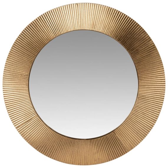 Miroir rond en métal doré strié D66