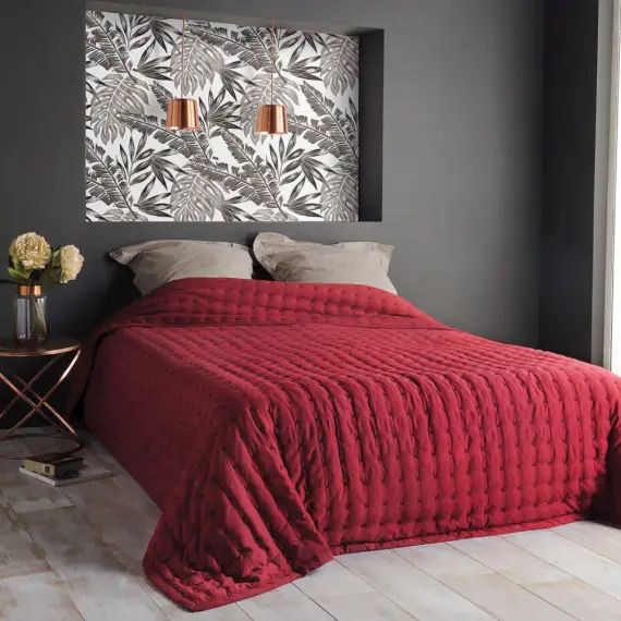 Dessus de lit polyester rouge 150x200cm