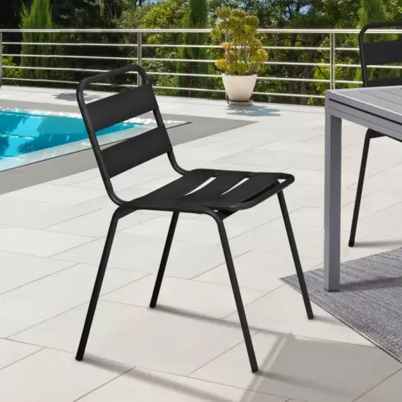 Lot de 6 chaises de jardin VALENCIA en acier noir