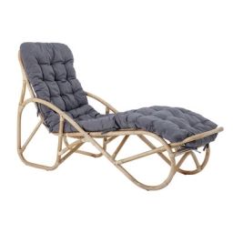 Chaise longue Rotin en Fibre végétale, Tissu – Couleur Bois naturel – 56 x 108.69 x 94 cm