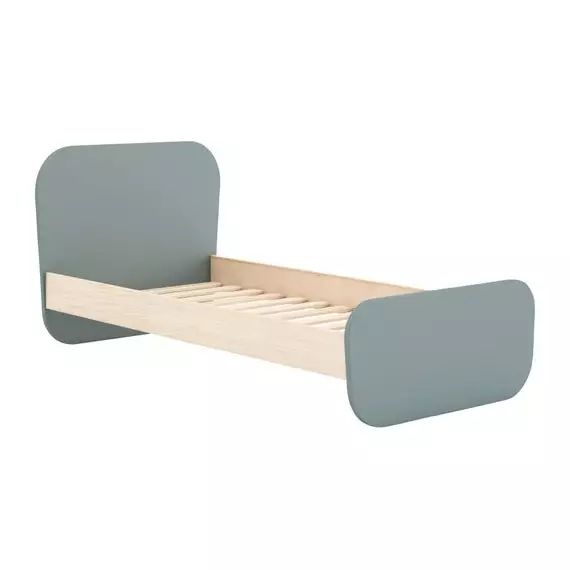 Lit 90×190 cm SACHA Vert et bois naturel