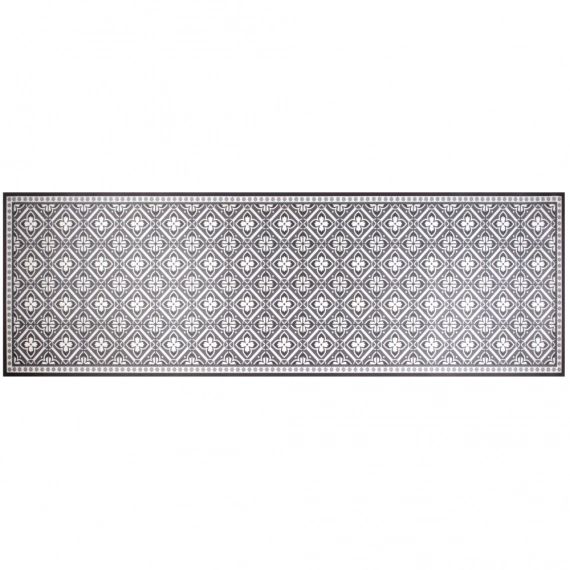 Tapis en vinyle motifs carreaux de ciment gris et blancs 60×199