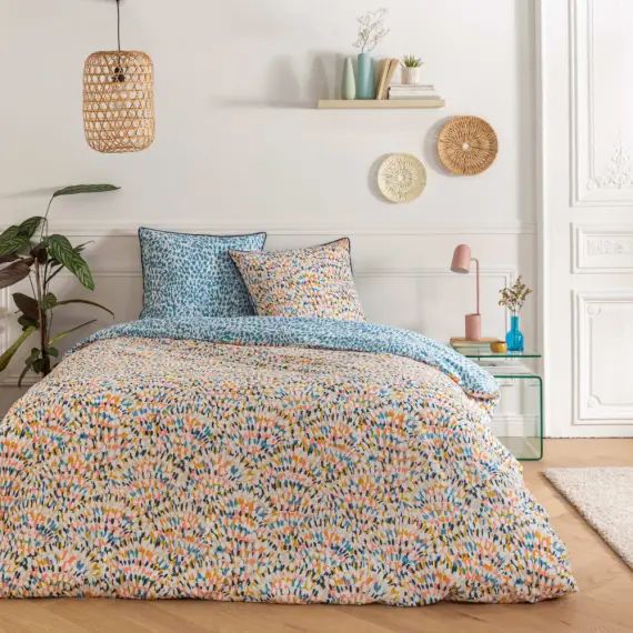 Parure de lit 2 personnes coton  imprimé multico 240x220cm