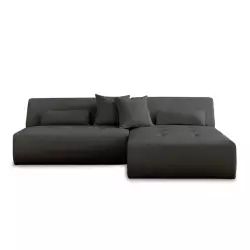 Canapé d’angle réversible 4 places en tissu gris foncé