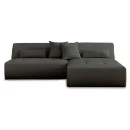 Canapé d&rsquo;angle réversible 4 places en tissu gris foncé