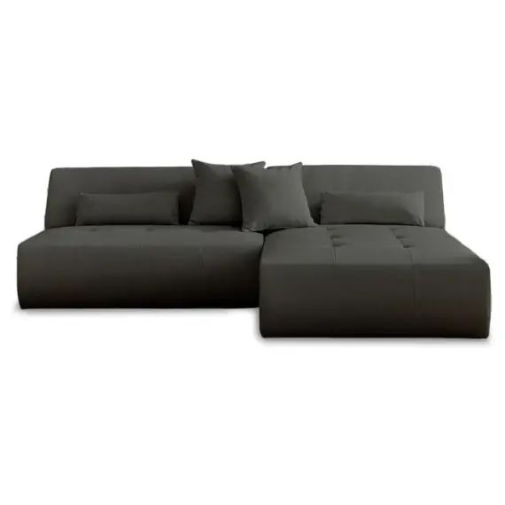 Canapé d&rsquo;angle réversible 4 places en tissu gris foncé