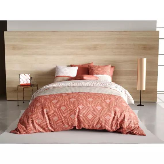 Parure housse de couette coton rouge 240×260 cm