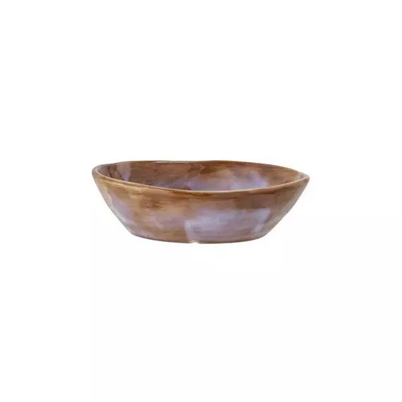 Saladier Lotus en Céramique, Grès émaillé – Couleur Marron – 21.25 x 21.25 x 5.5 cm
