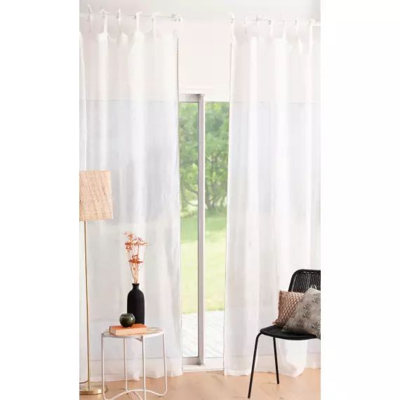 Rideau à nouettes en lin écru à l&rsquo;unité 140×250