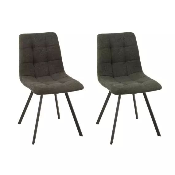 Chaise en tissu et en métal noir ( lot de 2)