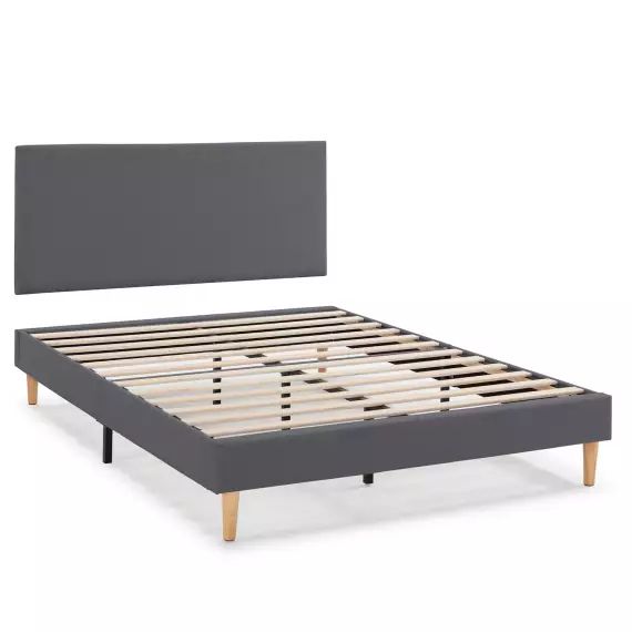 Sommier + tête de lit 140×200 cm Gris Foncé, hauteur 30 cm