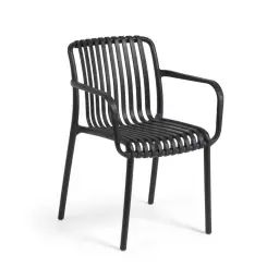Isabellini – Lot de 4 chaises de jardin au design ergonomique – Couleur – Noir