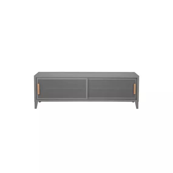 Buffet B perforé en Métal, Chêne – Couleur Gris – 160 x 40 x 51 cm – Designer Chantal Andriot