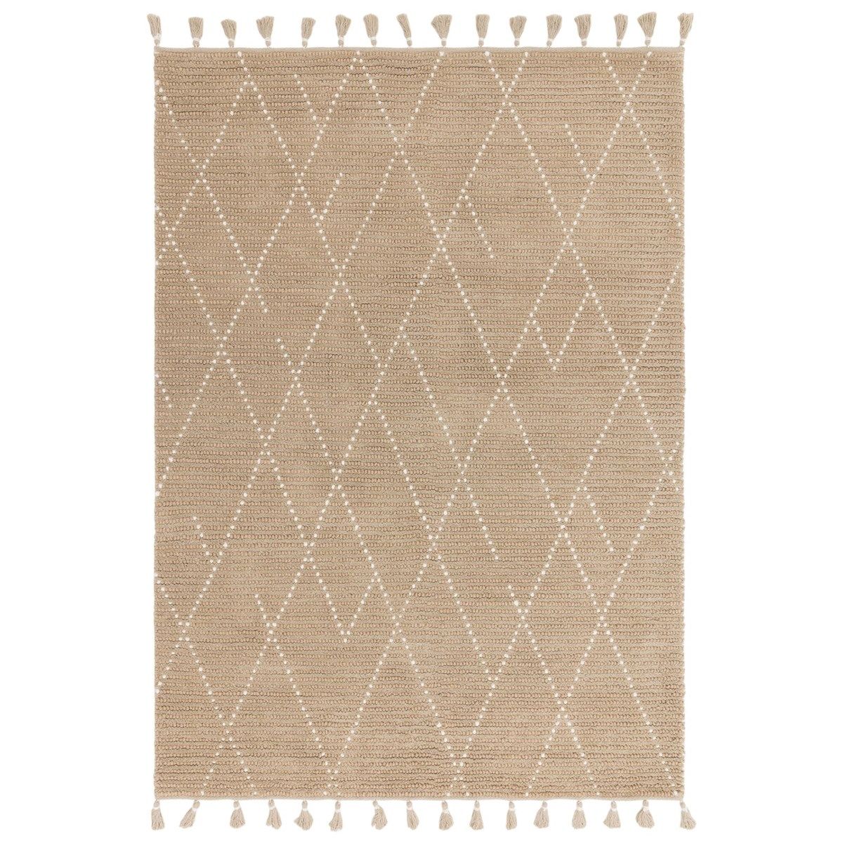 Tapis de salon en laine marron clair 120×170 cm