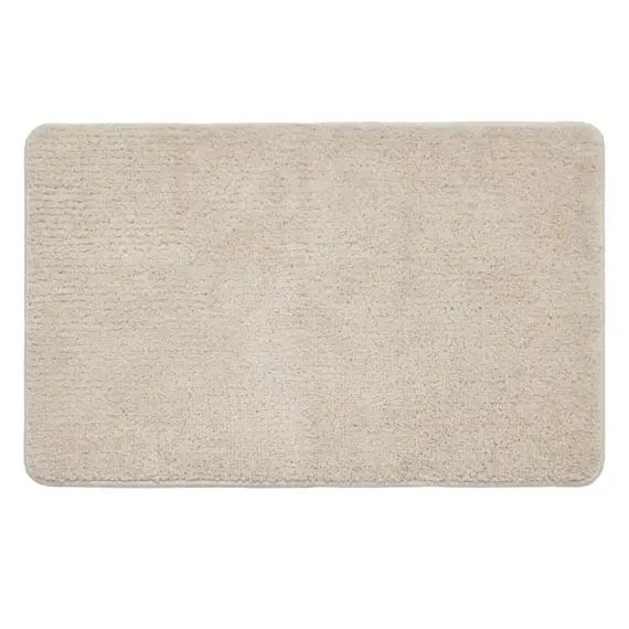 Tapis de bain en polyester uni ecru avec fils dorés 50x80cm