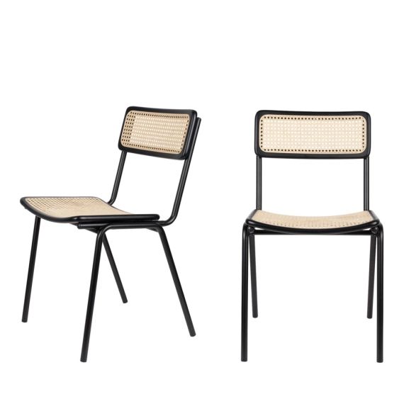 2 chaises en cannage noir