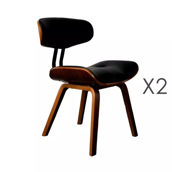 Lot de 2 chaises repas 51x55x78 cm noir et marron