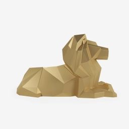 Lion décoratif or, statuette origami en polyrésine, Majestuous