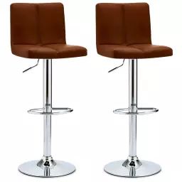 Lot de 2 chaise de bar en simili marron clair H74