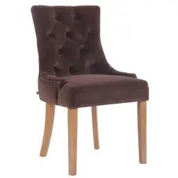 Chaise de salle à manger matelassée en velours Marron